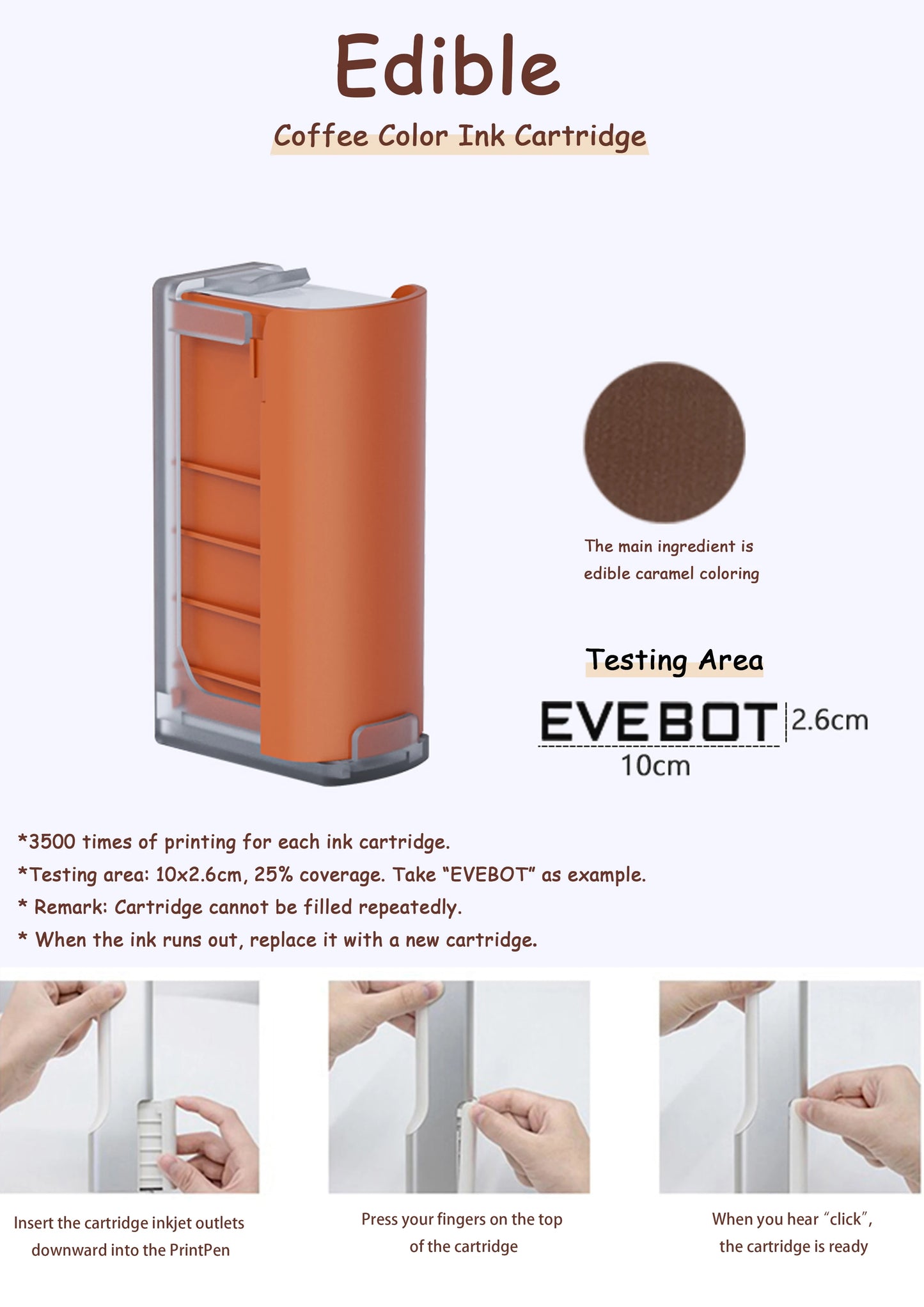 EVEBOT PrintPen – Tragbarer Handdrucker mit hautfreundlicher Tinte, 26 mm Druckbreite, WLAN & USB-C