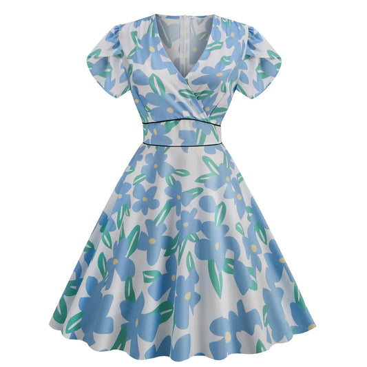 Plus Size Elegant French Vintage Orange Polka Dot Dress