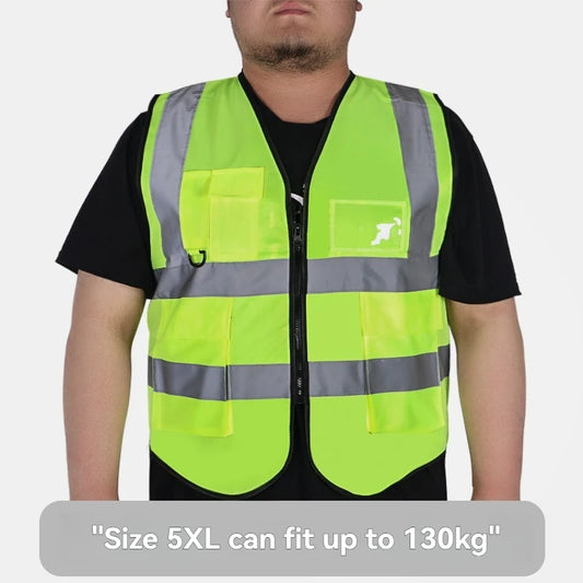 Herren Arbeitsweste in Neon Gelb/Orange – Große Größen, Sichtbarkeits-Weste für Motorrad, Laufen & Outdoor