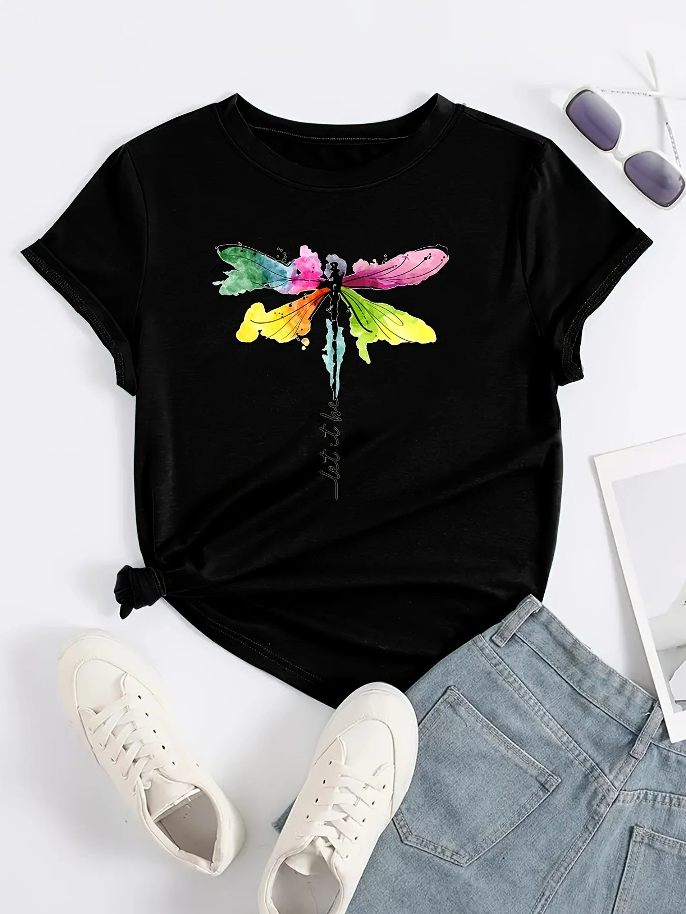Camiseta de mujer con estampado de libélula