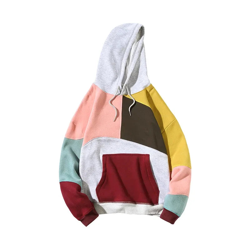 Lockerer Patchwork Velvet Pullover im Streetwear & Punk Style