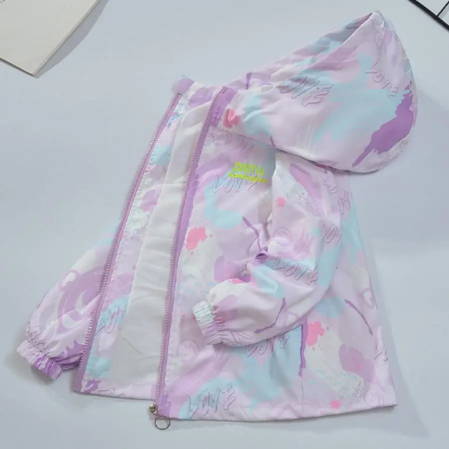 Kids Tales Kinderjacke mit Farbverlauf & Kapuze – Winddicht, Herbst/Frühling, Unisex