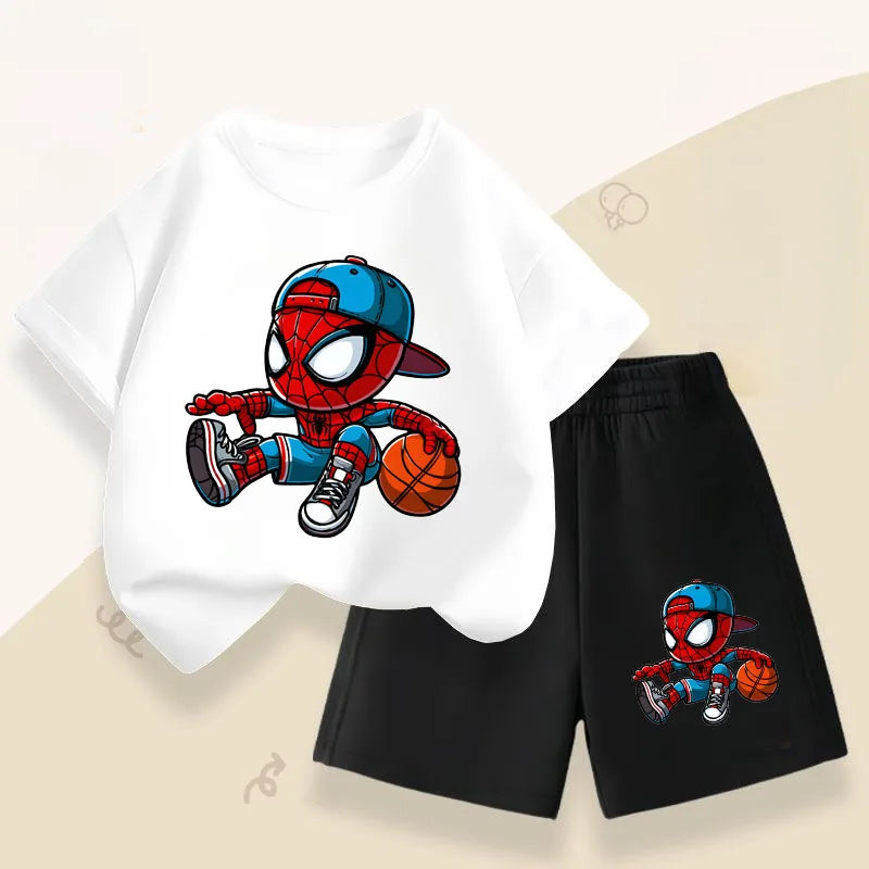 Disney Jungen-Set mit Spiderman-Motiv – Atmungsaktives Sommer-Outfit, T-Shirt & Shorts