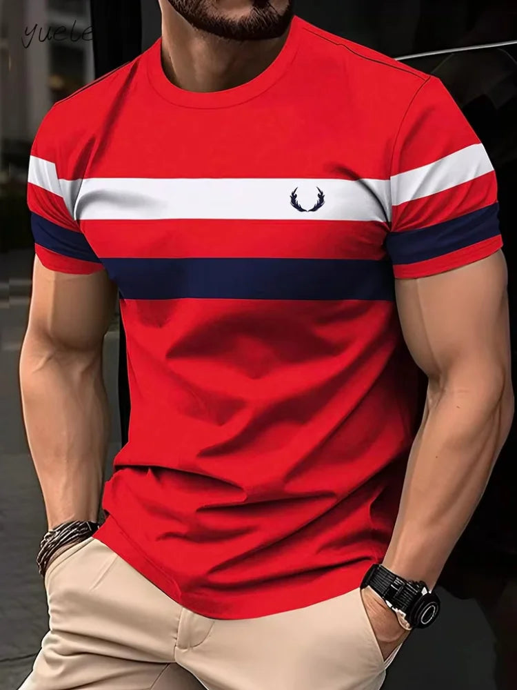 Camiseta informal de verano para exteriores: camisa holgada y transpirable de cuello redondo para hombre.