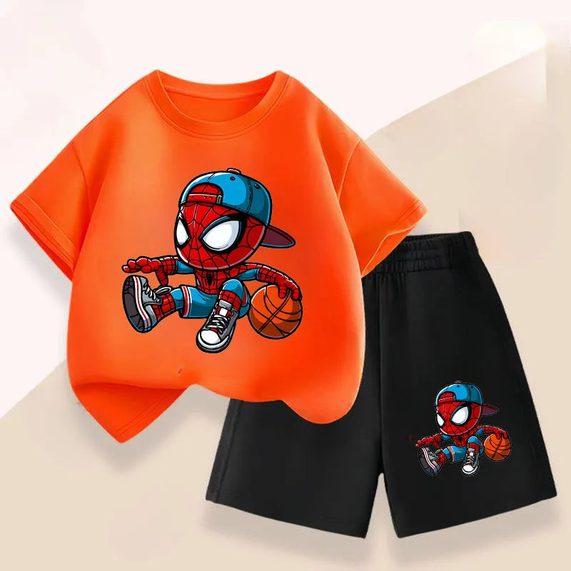 Disney Jungen-Set mit Spiderman-Motiv – Atmungsaktives Sommer-Outfit, T-Shirt & Shorts