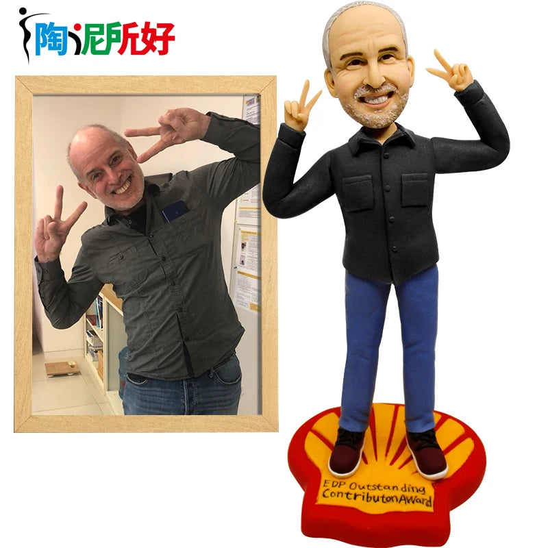 Custom Handmade BHandgefertigte Bobblehead-Figuren – Personalisierte Tonpuppen nach Foto, individuelles Geschenkobblehead Figurines, Personalized Clay Dolls figuras Statue Sculpture from your photo,Bespoke Gift for Husband