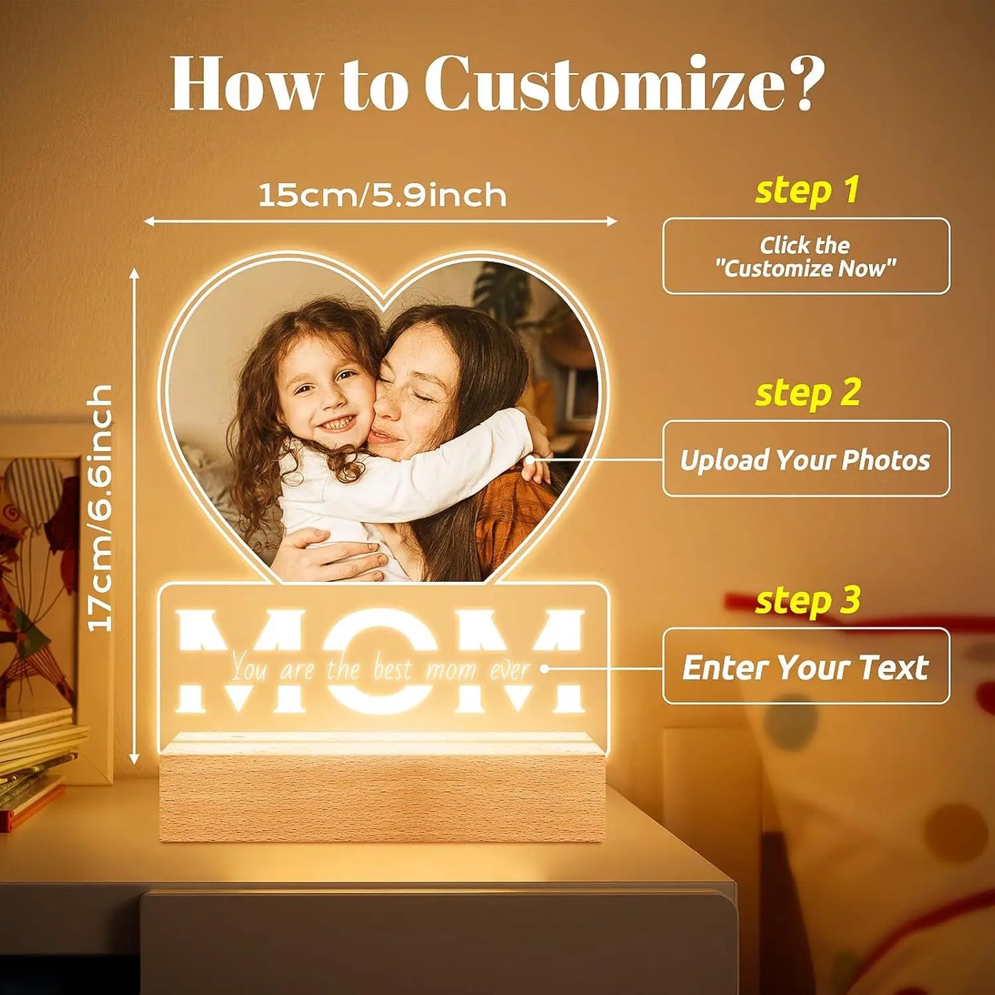 Placa musical acrílica personalizada con LED (foto y código de Spotify). Ideal para regalar en el Día de la Madre, en pareja y en aniversarios.