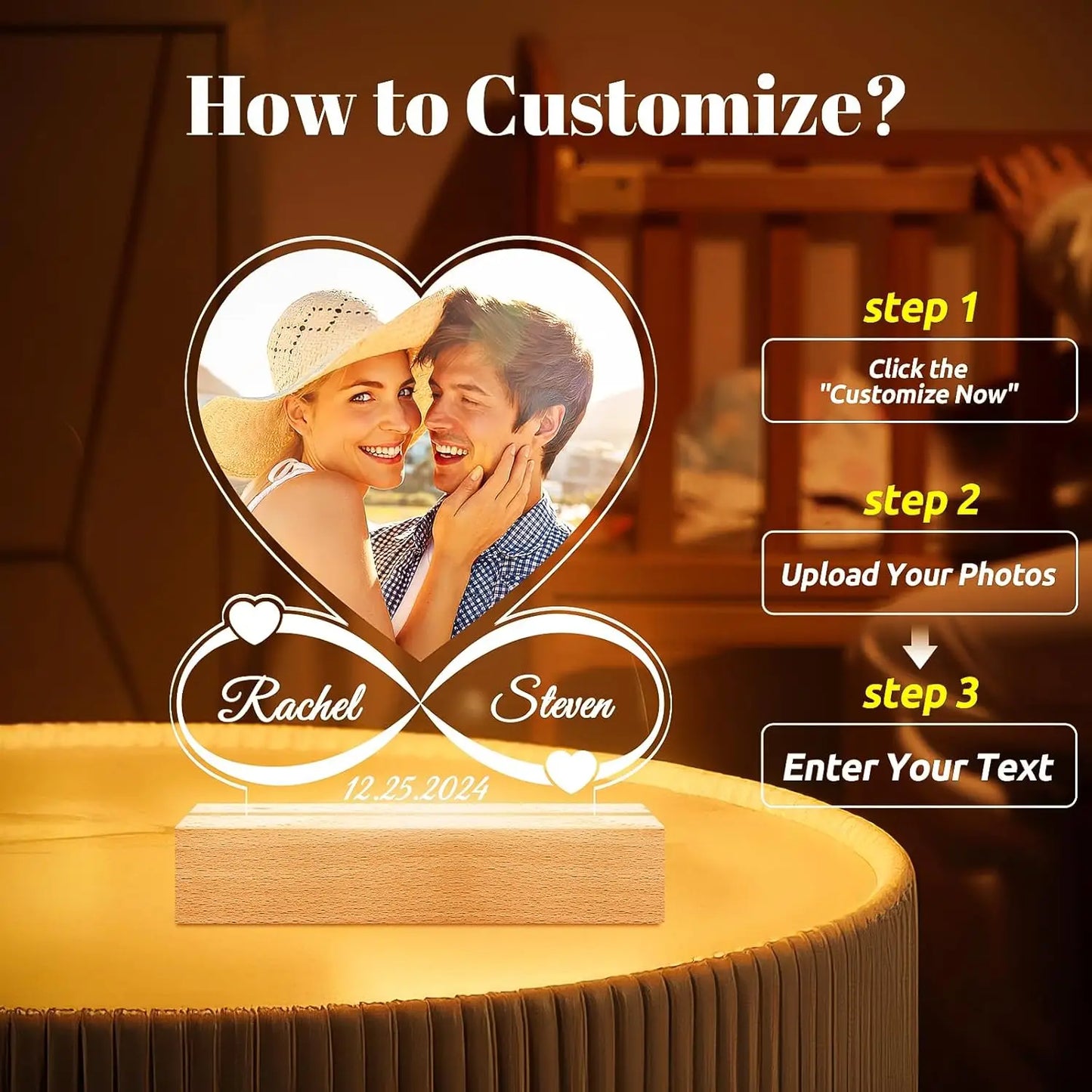 Placa musical acrílica personalizada con LED (foto y código de Spotify). Ideal para regalar en el Día de la Madre, en pareja y en aniversarios.