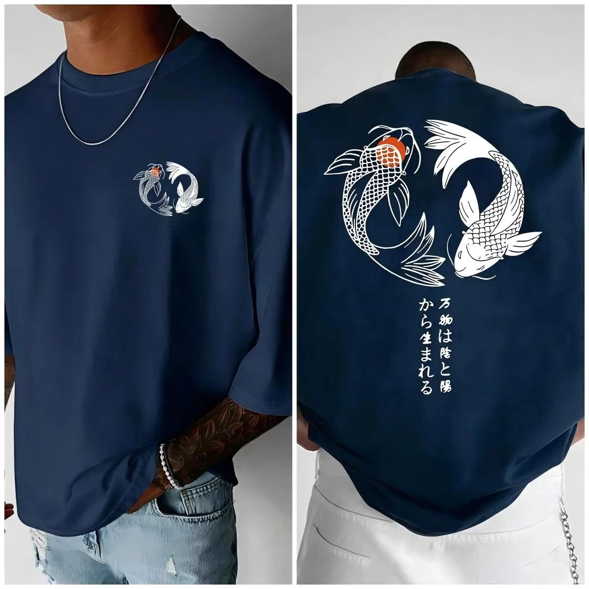 Japanese Koi Harajuku T-Shirt aus Baumwolle