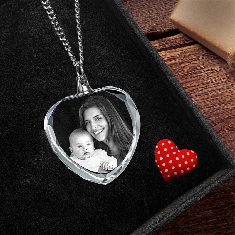 Personalisiertes 3D-Kristall-Herzfoto-Halskette – Individuelles Geschenk für Frauen & Männer