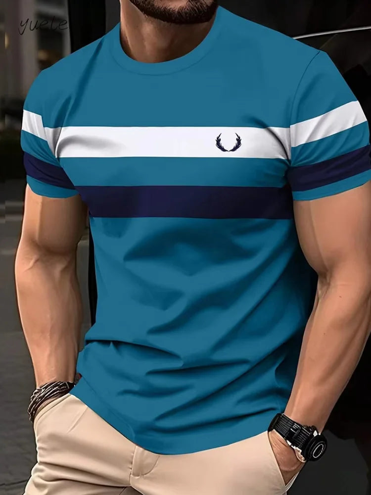 Camiseta informal de verano para exteriores: camisa holgada y transpirable de cuello redondo para hombre.