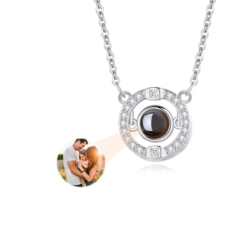 Personalized Photo Projection Necklace – Heart Pendant with “I Love You” in 100 Languages