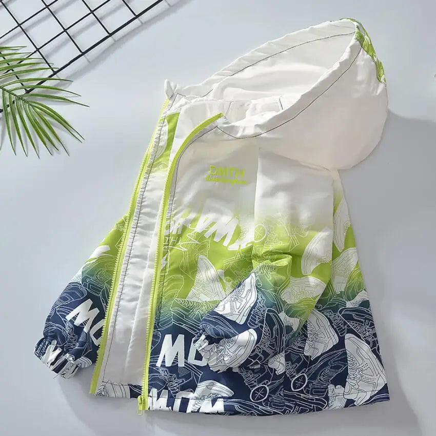 Kids Tales Kinderjacke mit Farbverlauf & Kapuze – Winddicht, Herbst/Frühling, Unisex