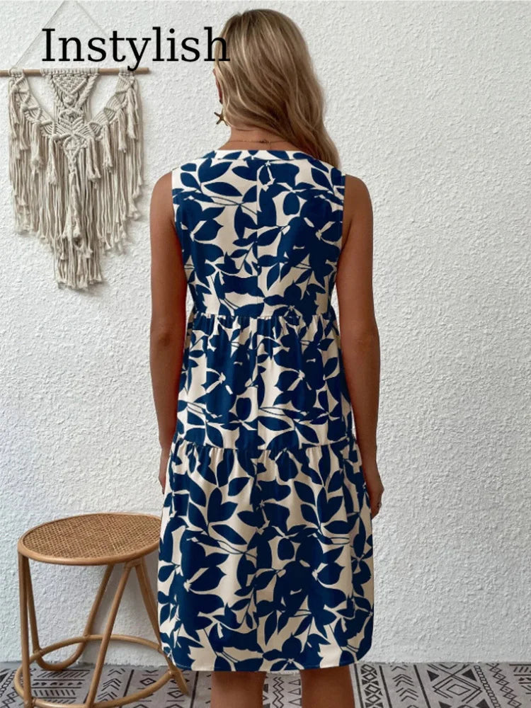 Vestido elegante con escote en pico y volantes