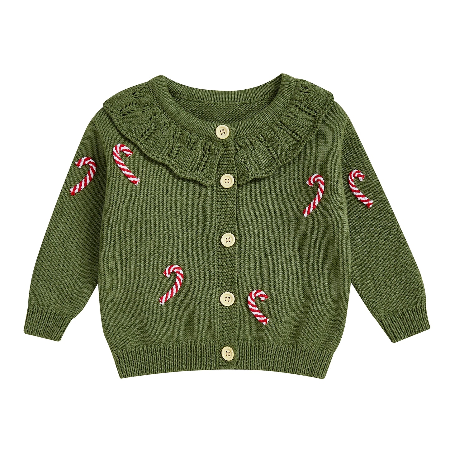 Weihnachtliche Strickjacke mit Zuckerstangen Zauber