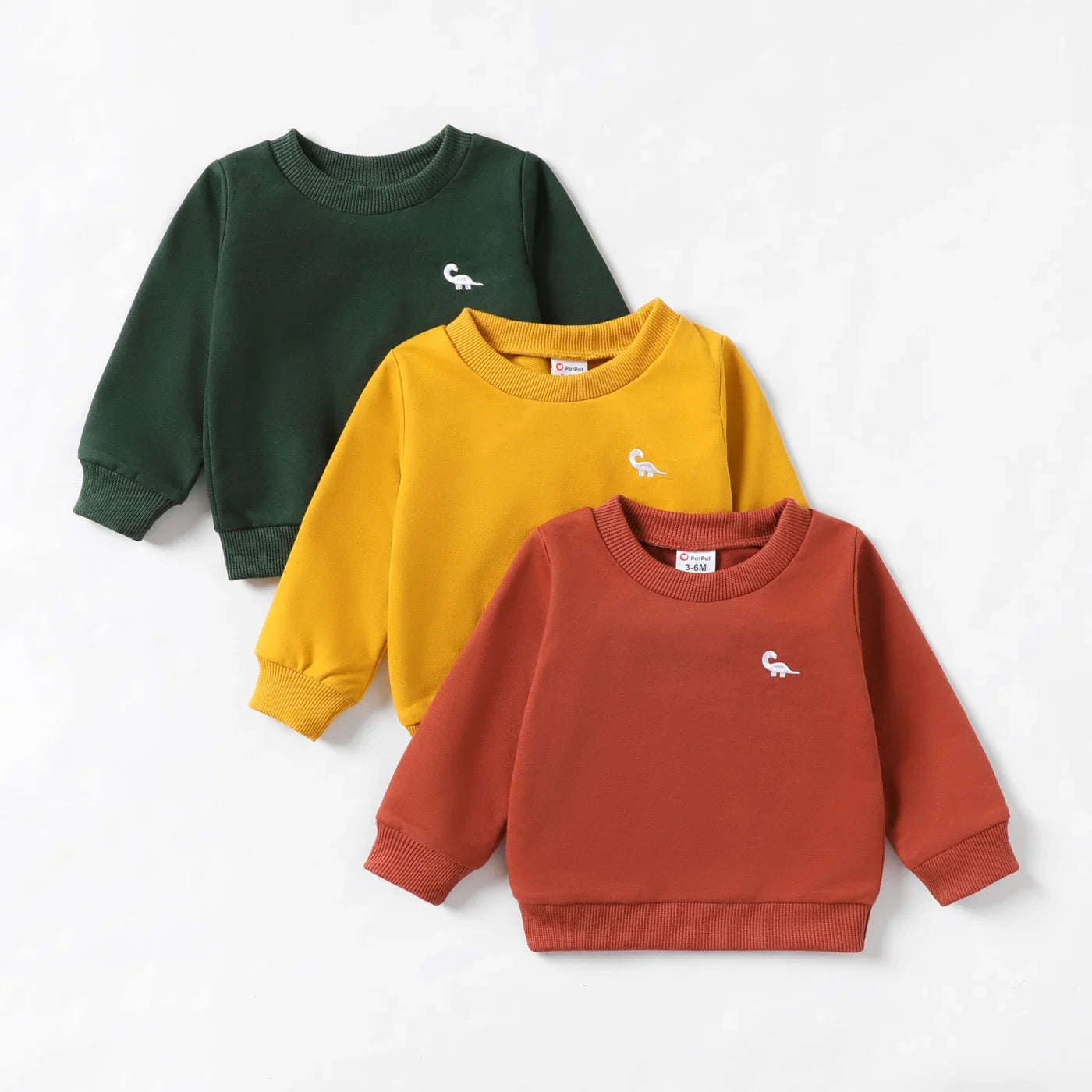 PatPat Baby Sweatshirt mit Dino Stickerei