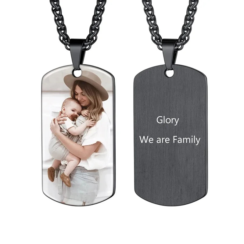 Collar de acero inoxidable con foto personalizado – Colgante con impresión a color y grabado