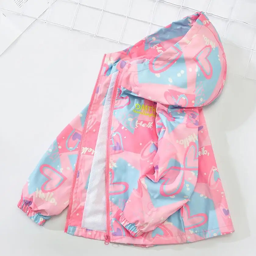 Kids Tales Kinderjacke mit Farbverlauf & Kapuze – Winddicht, Herbst/Frühling, Unisex