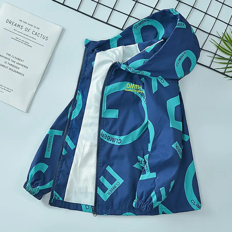 Kids Tales Kinderjacke mit Farbverlauf & Kapuze – Winddicht, Herbst/Frühling, Unisex