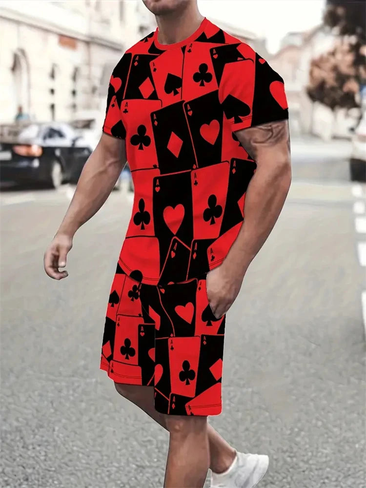 Herren Sommer-Set – King Print T-Shirt & Shorts, 2-teilig, atmungsaktiv