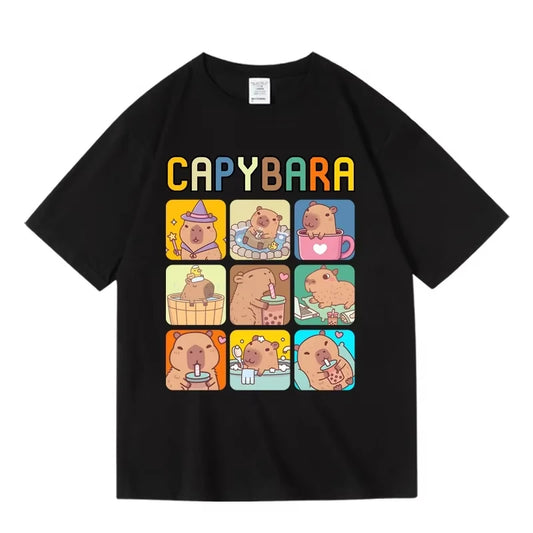 Baumwoll-T-Shirt mit verspieltem Capybara-Motiv