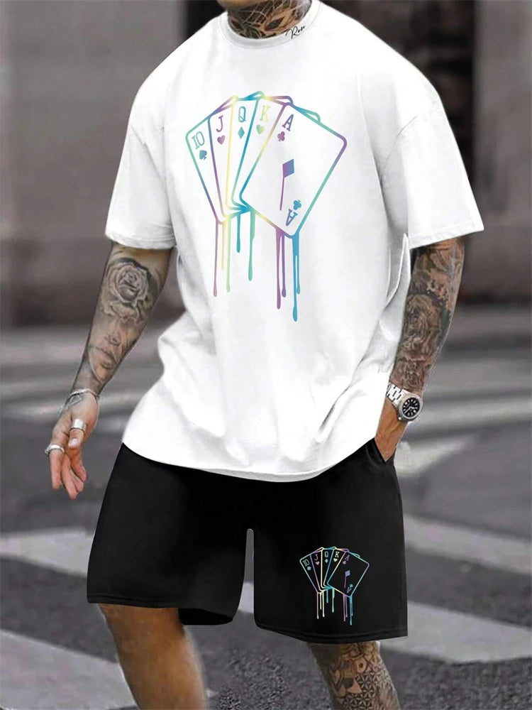 Herren Sommer-Set – King Print T-Shirt & Shorts, 2-teilig, atmungsaktiv