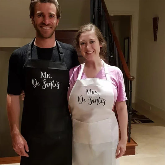 Personalized Mr & Mrs Aprons – Wedding & Couple Gift for Bride & Groom