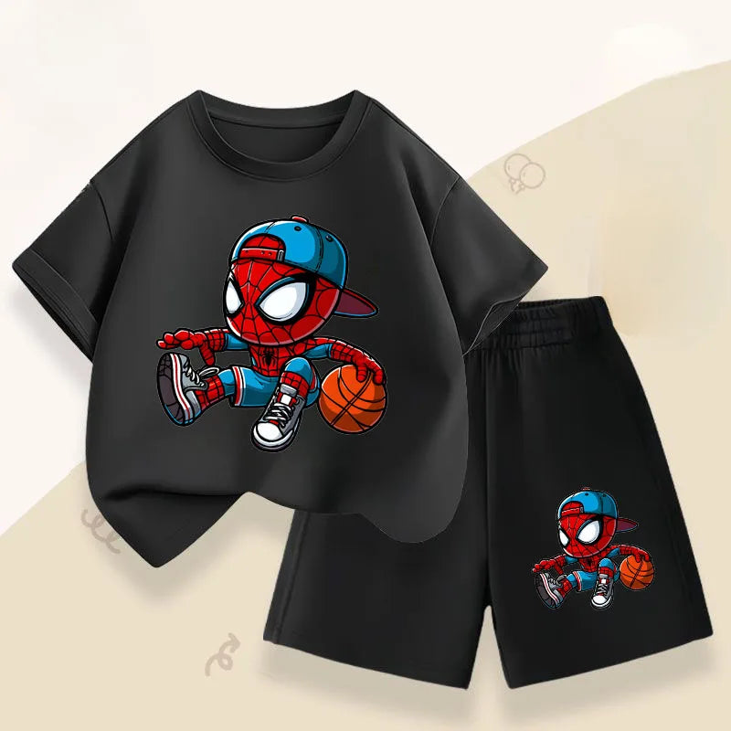 Disney Jungen-Set mit Spiderman-Motiv – Atmungsaktives Sommer-Outfit, T-Shirt & Shorts