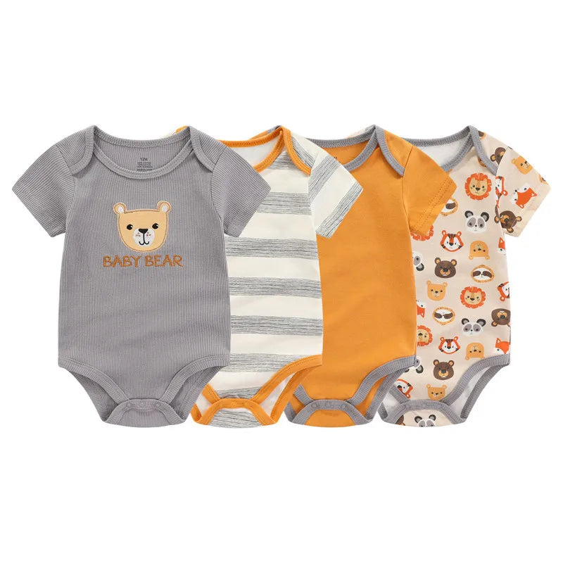 Conjunto Kiddiezoom de 4 bodies de manga corta para bebé