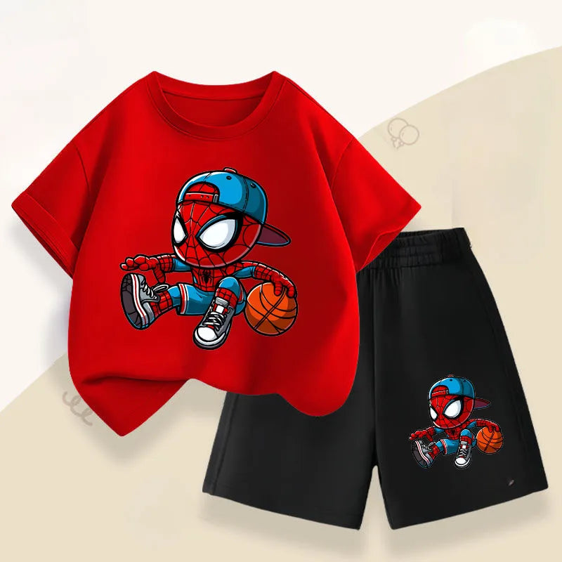 Disney Jungen-Set mit Spiderman-Motiv – Atmungsaktives Sommer-Outfit, T-Shirt & Shorts