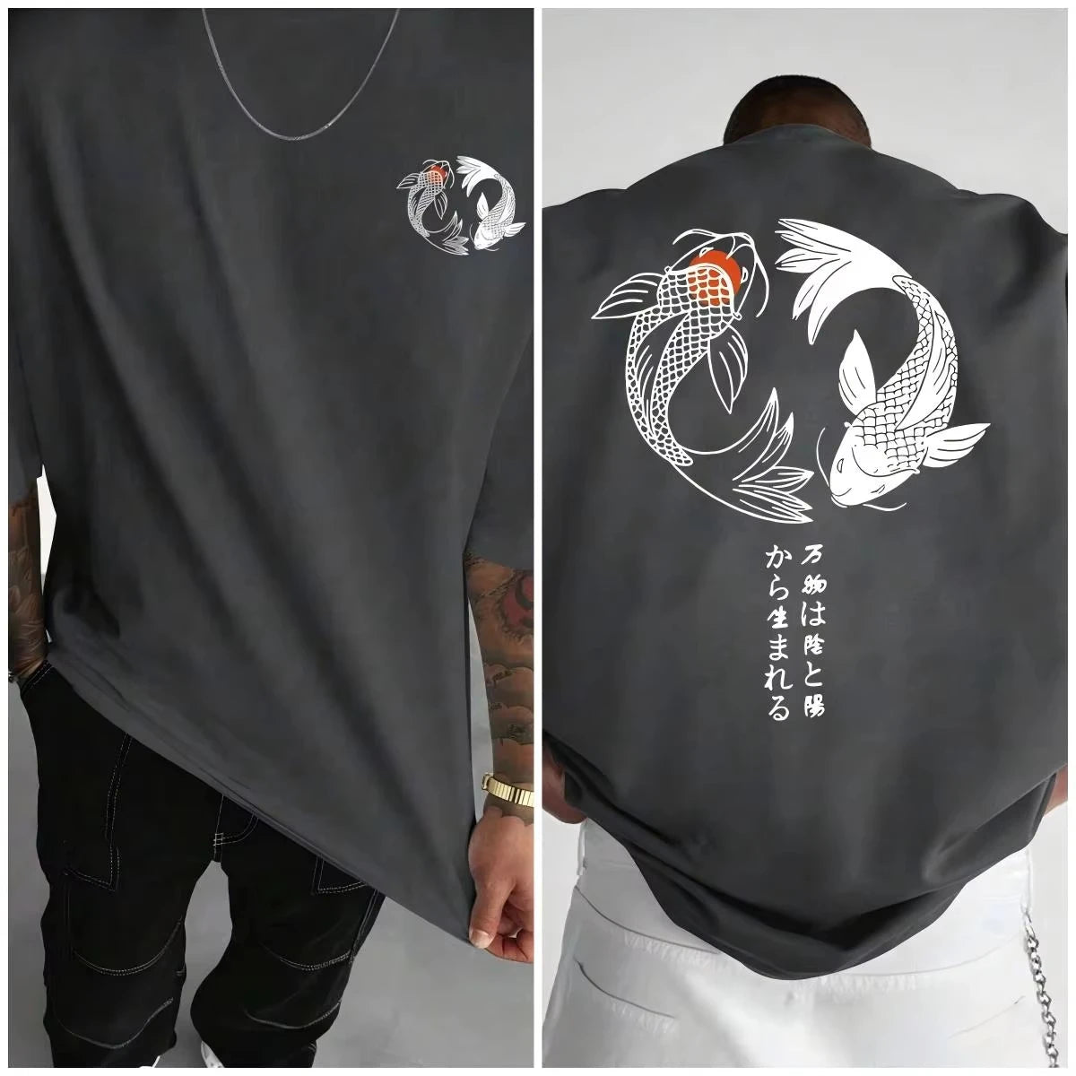 Japanese Koi Harajuku T-Shirt aus Baumwolle