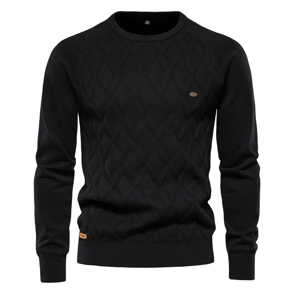 Suéter de algodón para hombre AIOPESON con estampado clásico de diamantes