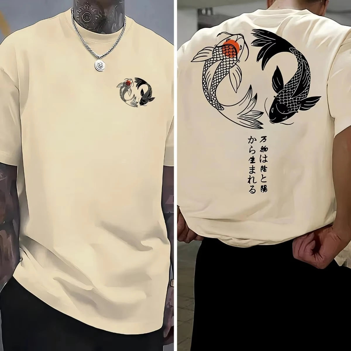Japanese Koi Harajuku T-Shirt aus Baumwolle
