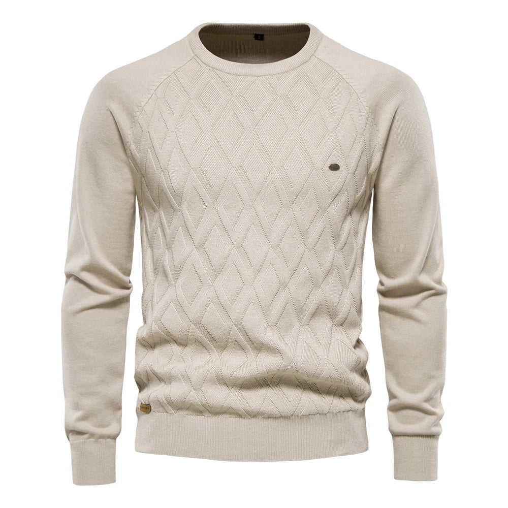 Suéter de algodón para hombre AIOPESON con estampado clásico de diamantes
