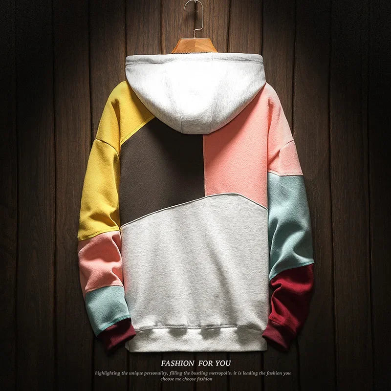 Lockerer Patchwork Velvet Pullover im Streetwear & Punk Style