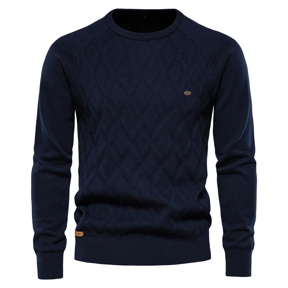 Suéter de algodón para hombre AIOPESON con estampado clásico de diamantes