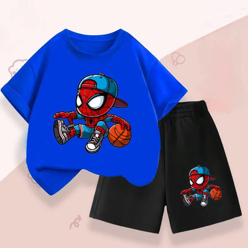 Disney Jungen-Set mit Spiderman-Motiv – Atmungsaktives Sommer-Outfit, T-Shirt & Shorts