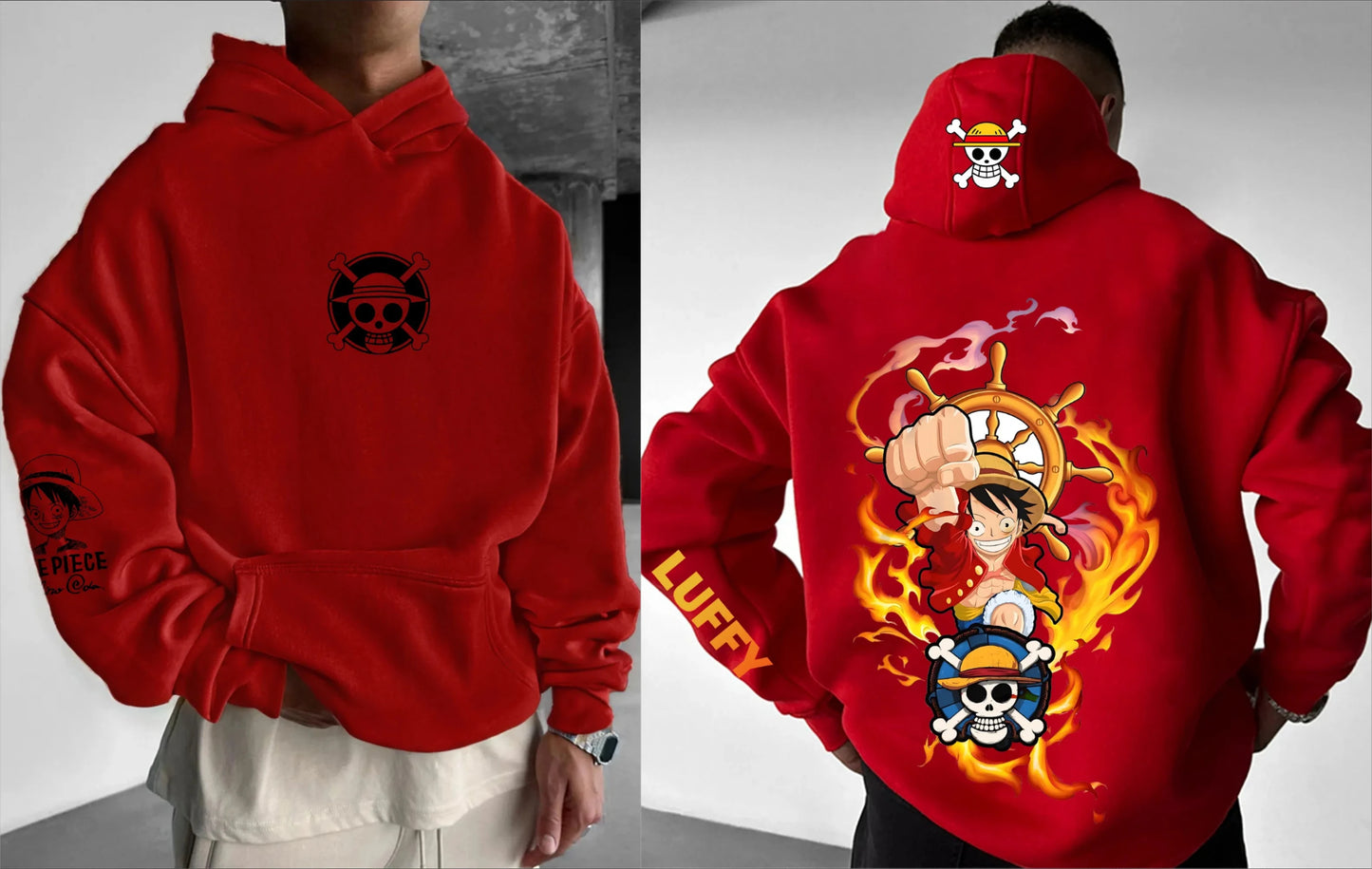 Sudadera con capucha de Bandai One Piece Luffy + ¡insignia gratis!