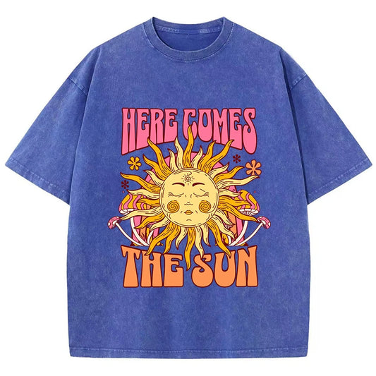 Oversize Damen T-Shirt „Here Comes The Sun“