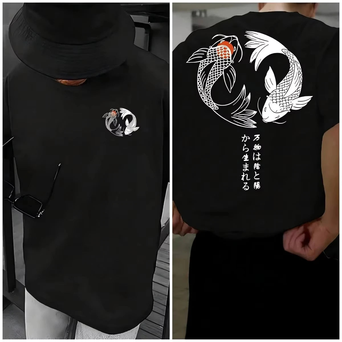 Japanese Koi Harajuku T-Shirt aus Baumwolle