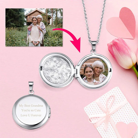 Blütenzauber – Personalisiertes Foto-Medaillon aus Edelstahl