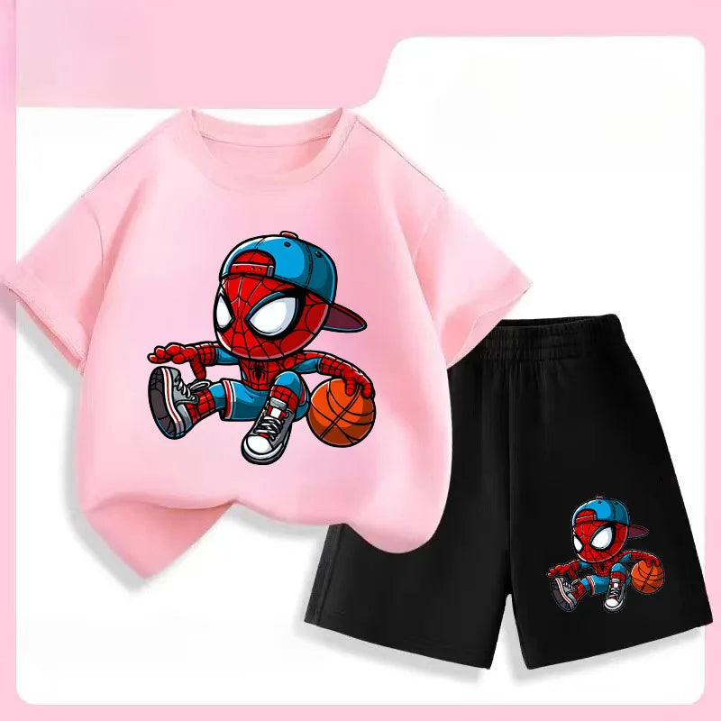 Disney Jungen-Set mit Spiderman-Motiv – Atmungsaktives Sommer-Outfit, T-Shirt & Shorts