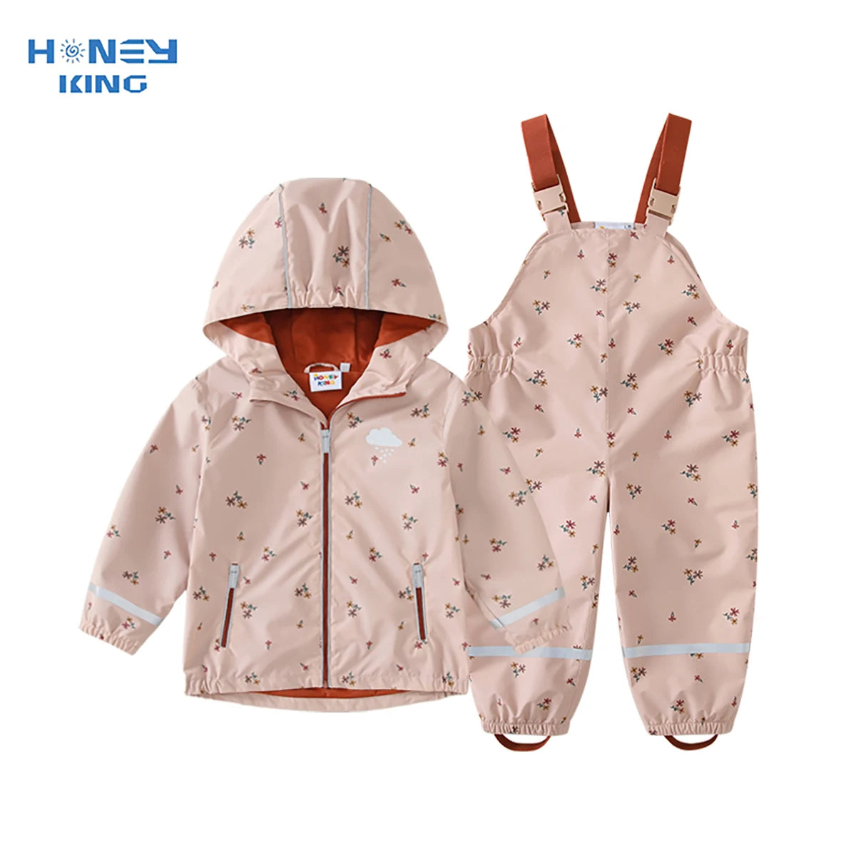 HONEYKING Kinder Regen-Set mit Kapuze & geometrischem Muster