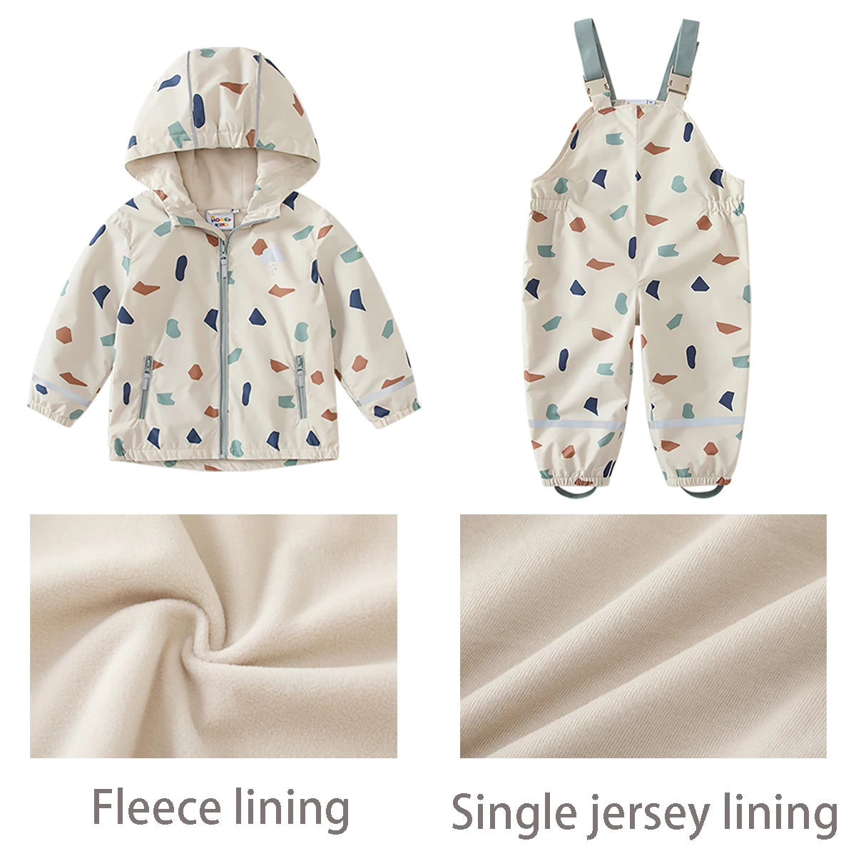 HONEYKING Kinder Regen-Set mit Kapuze & geometrischem Muster