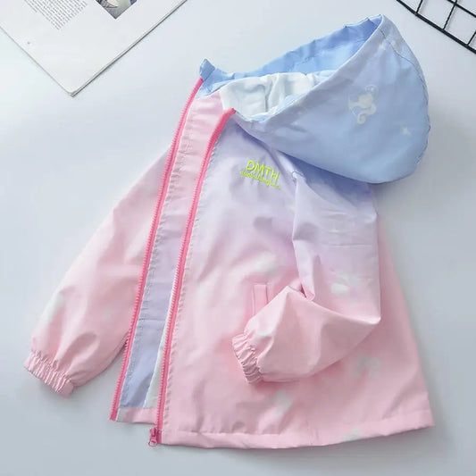 Kids Tales Kinderjacke mit Farbverlauf & Kapuze – Winddicht, Herbst/Frühling, Unisex