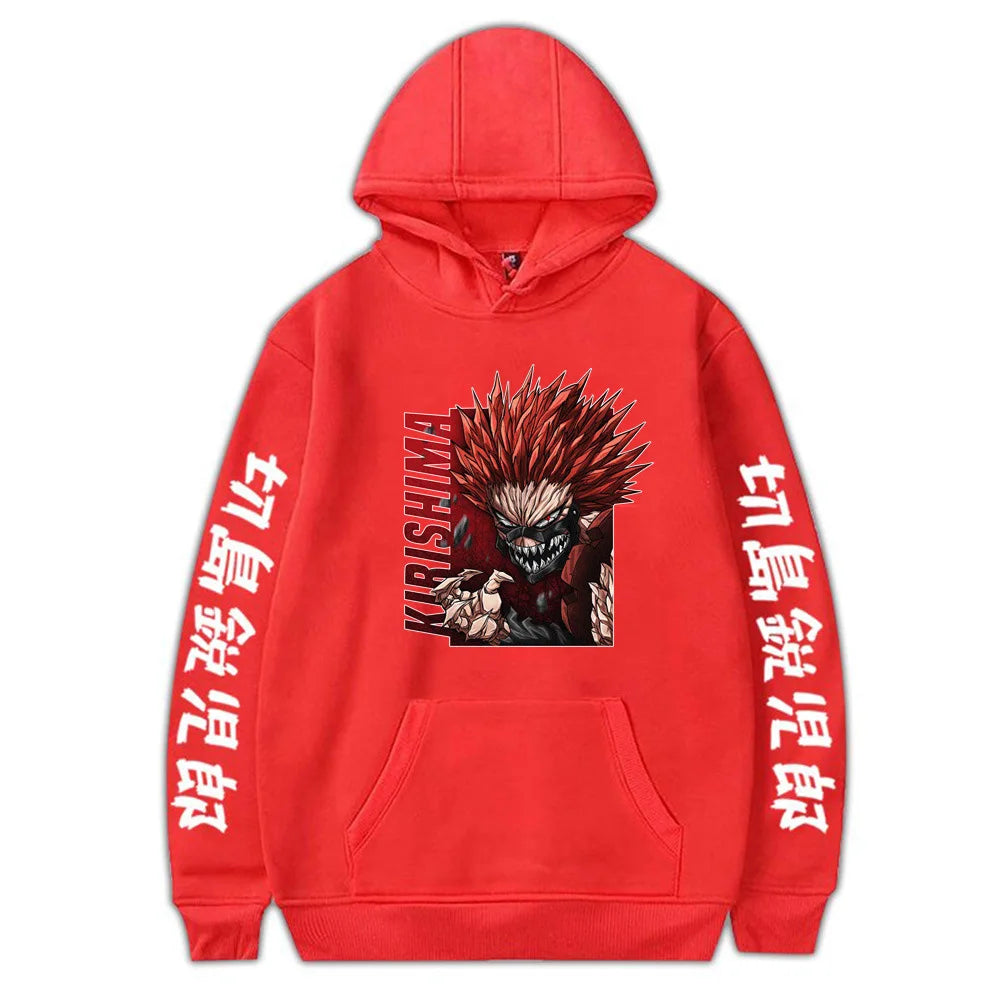 Sudadera unisex de anime "Kirishima Red Riot": ropa urbana con poder para otoño e invierno