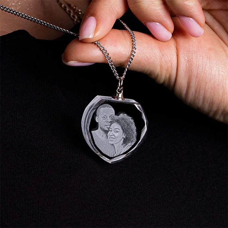 Personalisiertes 3D-Kristall-Herzfoto-Halskette – Individuelles Geschenk für Frauen & Männer