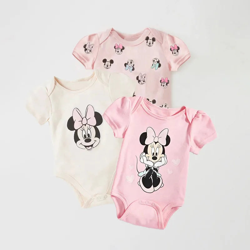 Conjunto MINISO de 3 bodies de bebé de manga corta con motivo de Mickey Mouse