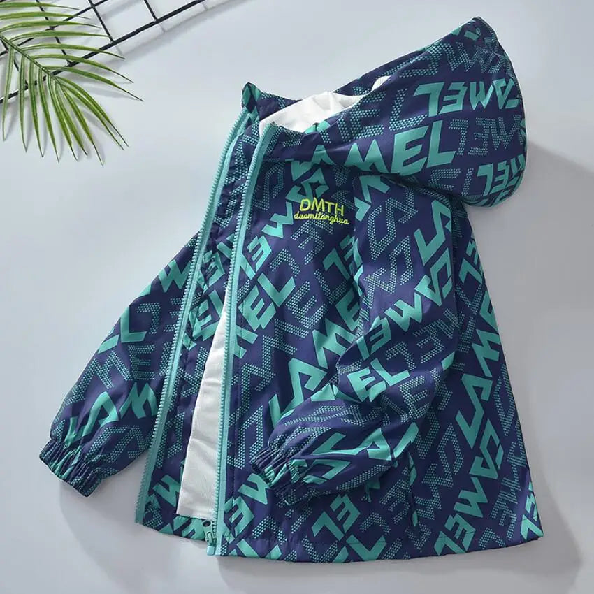 Kids Tales Kinderjacke mit Farbverlauf & Kapuze – Winddicht, Herbst/Frühling, Unisex
