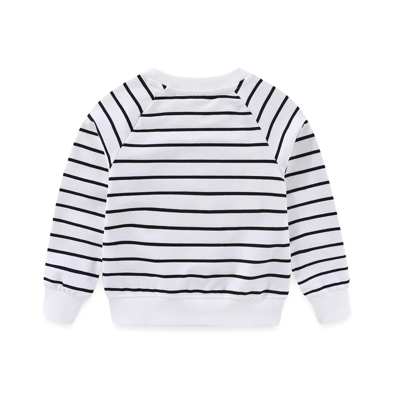 Gestreiftes Kinder-Sweatshirt mit Regenbogen-Stickerei